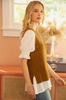 SMOCK SLEEVE RUFFLE KNIT TOP