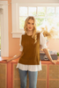 SMOCK SLEEVE RUFFLE KNIT TOP