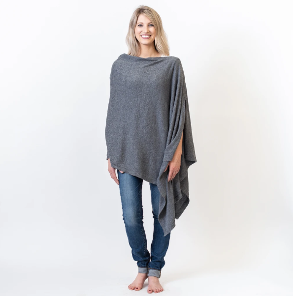 Organic Cotton Travel Poncho - Dark Gray