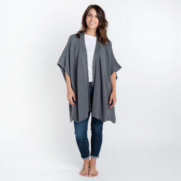 Organic Cotton Arden Poncho - Gray